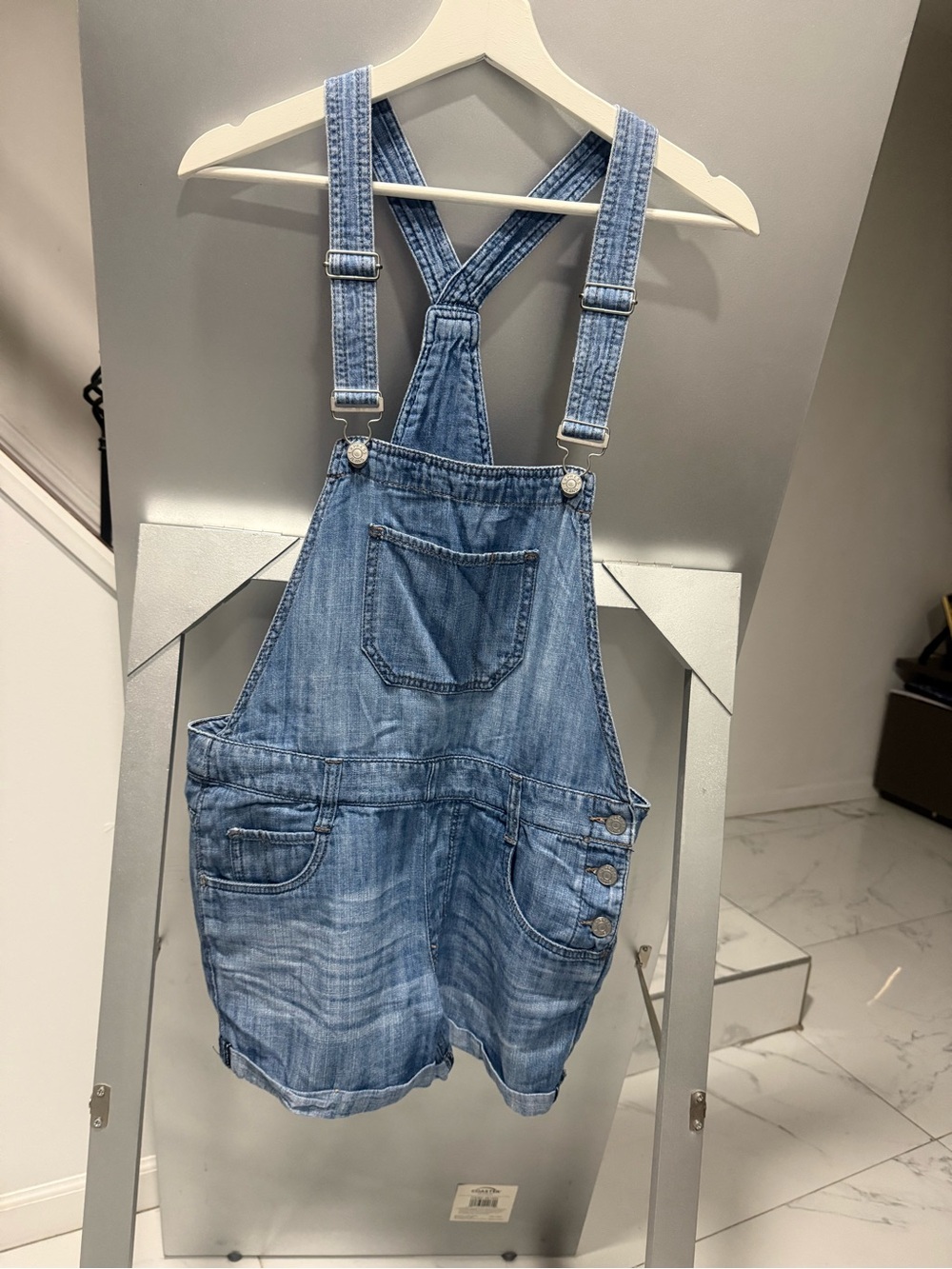 Express Light Blue Denim Overall Shorts for Kids